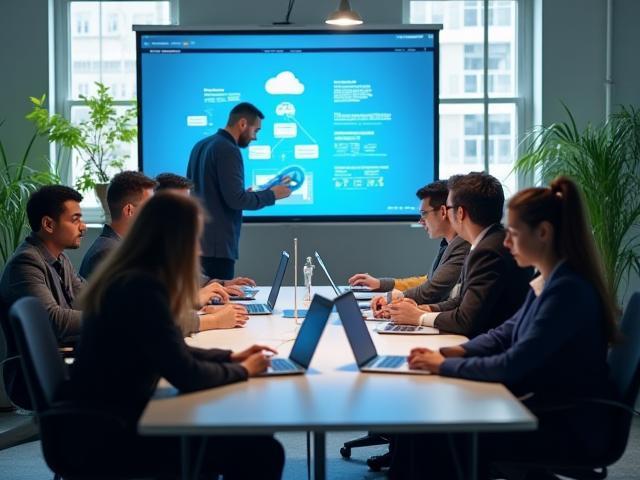 Equipo colaborando en estrategia de transformación digital